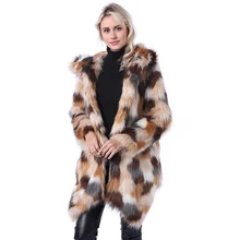 ZADORIN/зимнее меховое пальто для женщин; большие размеры; теплое Асимметричное пальто с капюшоном из искусственного лисьего меха; винтажная куртка с длинными рукавами; женская уличная одежда