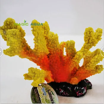 

MAGIC AQUA YELLOW COLOR RESIN ARTIFICIAL CORAL MARINE ORNAMENT FISH TANK AQUARIUM DECORATION