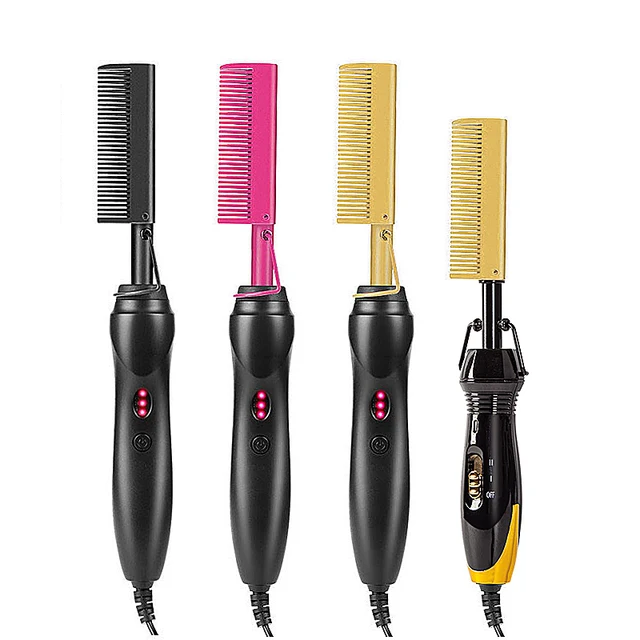 Hair Straightening Brush Straightener Flat Iron Smoothing Hot Heating Comb pressing Hair Straight Curling Iron electric