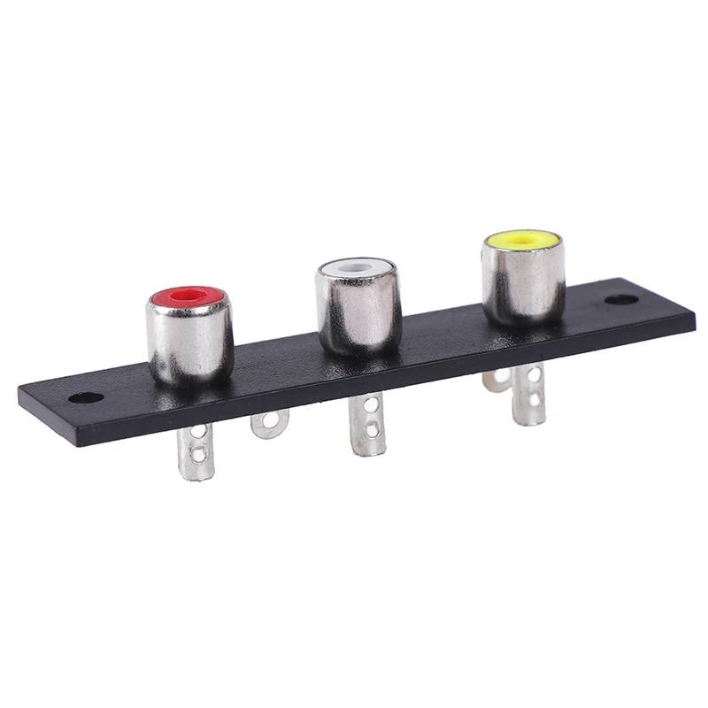 3 Way RCA Terminal Wall Panel Plate Input Phono Chassis Socket Audio Adapter
