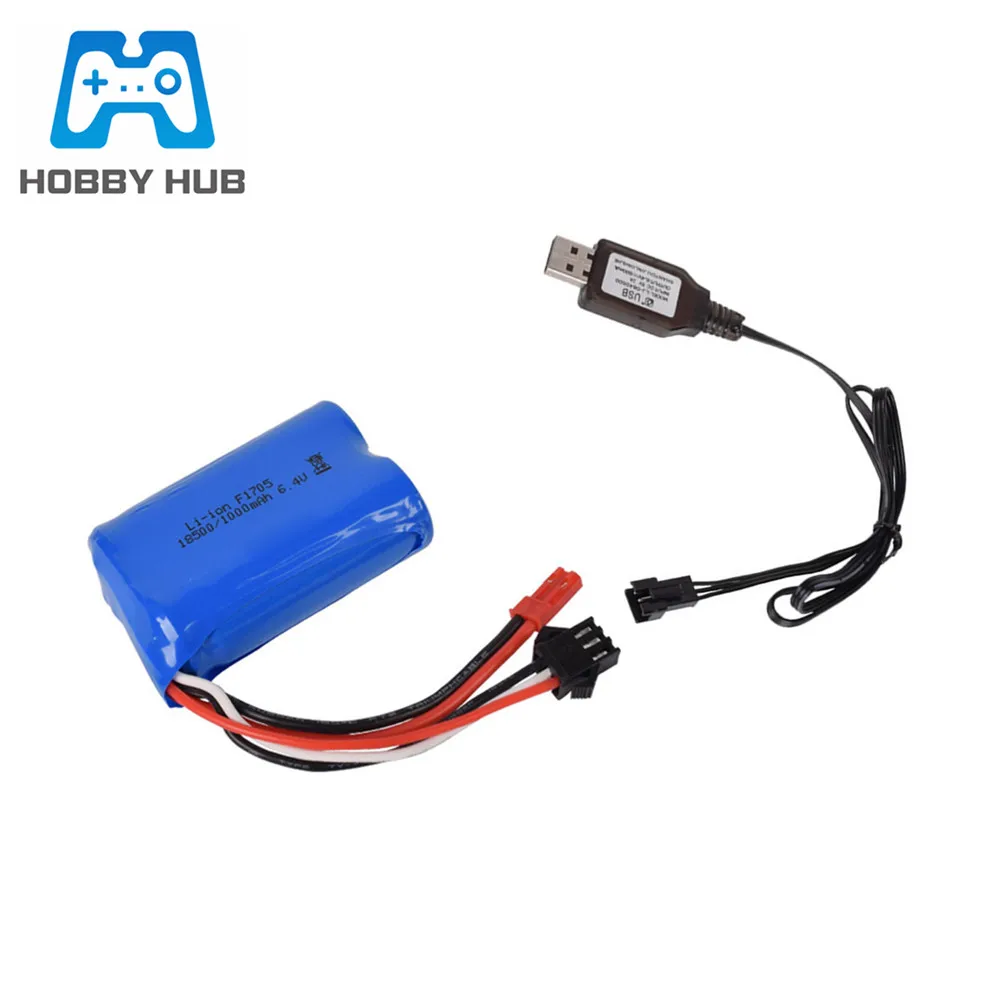 

6.4v 1000mAh Li-ion Battery +Charger for wltoys A303 A313 A323 A333 1/12 RC Car Boat Turcks 6.4v battery JST-2P