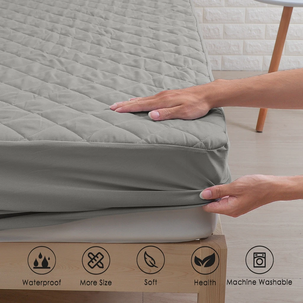 Funda de cama impermeable, Protector de colchón acolchado de tela cepillada, Funda de colchón impermeable, 160x200cm|Pinzas fundas de colchones| - AliExpress