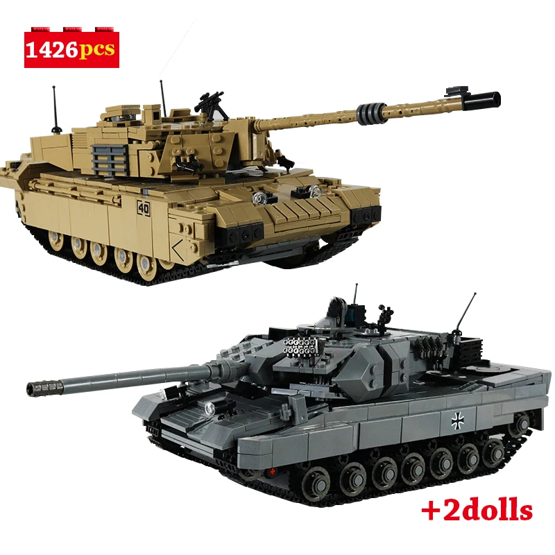 Строительные блоки 451 1441 шт Военная серия WW2 Leopard II главный боевой танк Challenger Танк