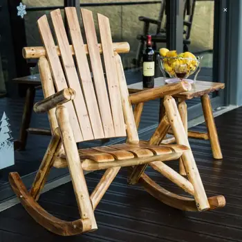 

Outdoor Furniture Wooden Rocking Chair Rustic American Country Style Antique Vintage Adult Large Garden Rocker Armchair Rocker