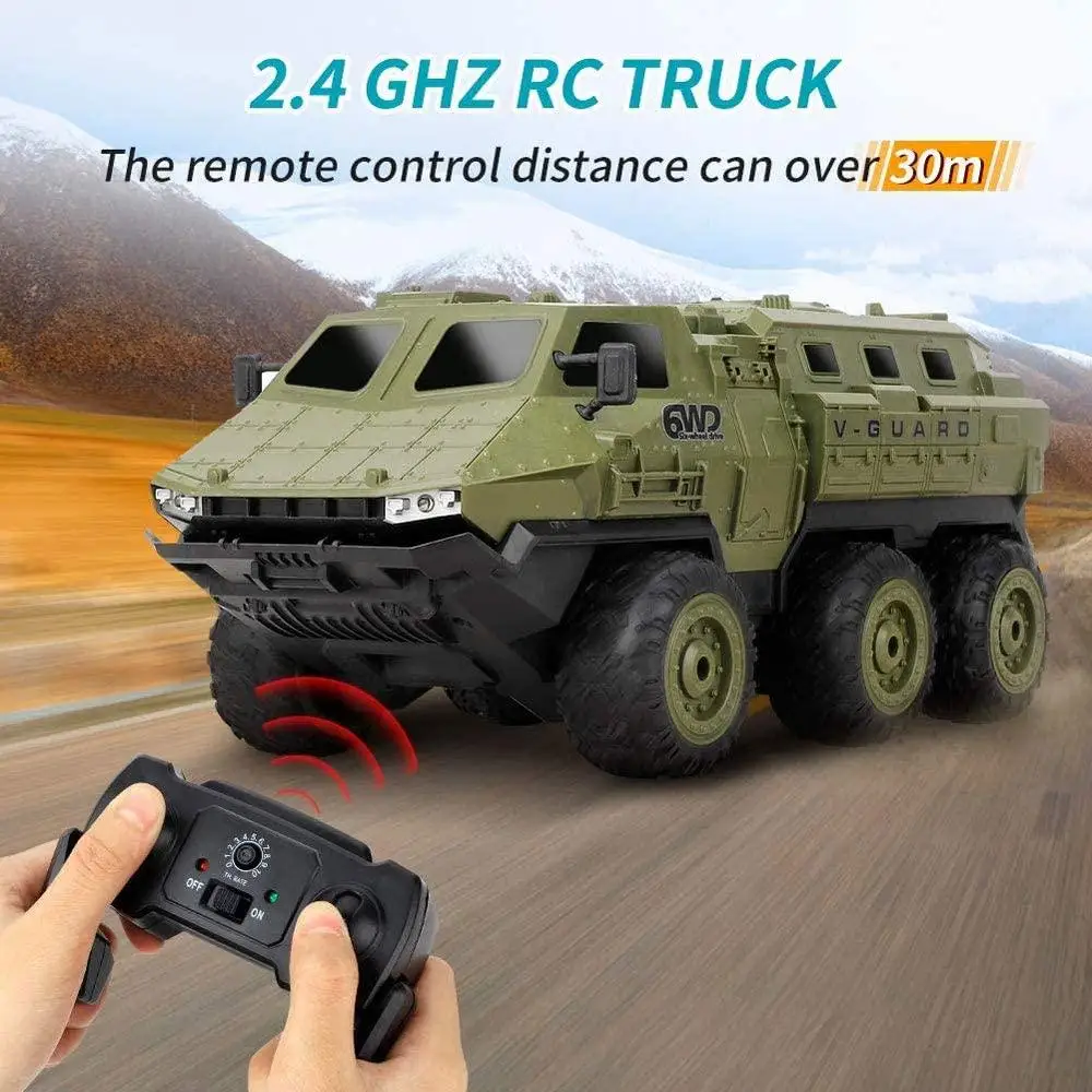 

Six Wheel Army Truck 1/16 Remote Control Armored Vehicle Full Scale Six Drive Remote Control Stunt Climbing Car