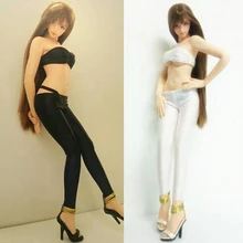 

1/6 Scale Female Clothes Sexy Tight Pants Low-rise Leggings T-back Tube Suit Women Girl Clothing Set Fit for 12'' Seamless Body