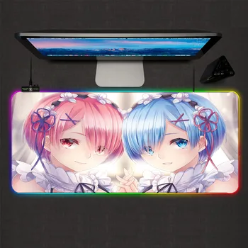 

XGZ Animation Mouse Pad Re Zero Girl RGB Gaming Mouse Pad Backlit LED Color Light Computer Keyboard Desk Mouse Pad 90X40 /80x30