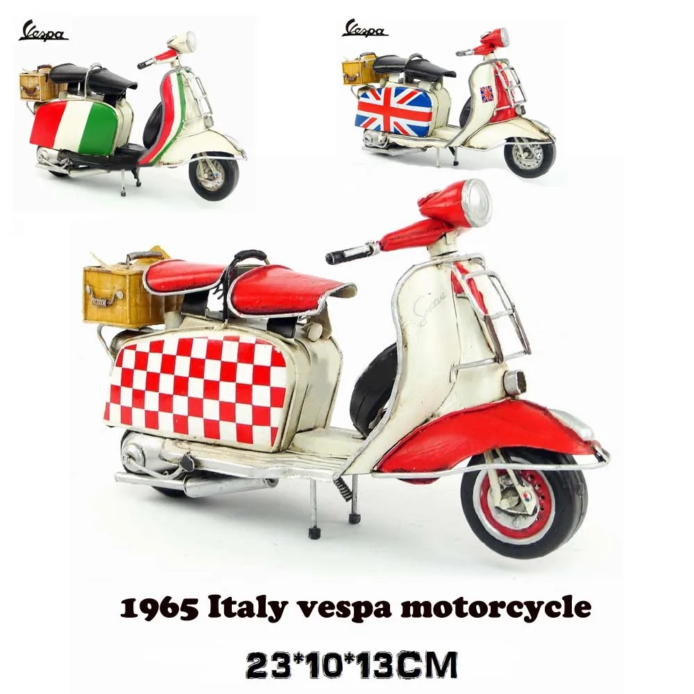 Vespa мини металлический мотоцикл модель ручной работы Красная клетка | Отзывы и видеообзор