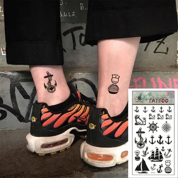 

Waterproof Temporary Tattoo sticker anchor rudder sailboat Naval style Art Water Transfer fake tatoo flash tatto for men women