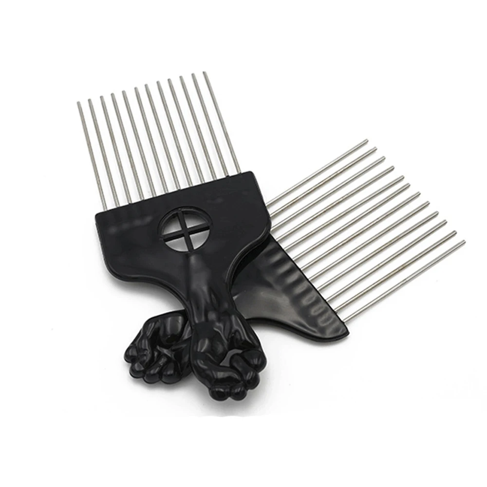 Mayitr 4 Size Black Fist Afro Metal Comb African Hair Pik Comb Brush Salon Hairdressing Hairstyle Styling Tool (7)