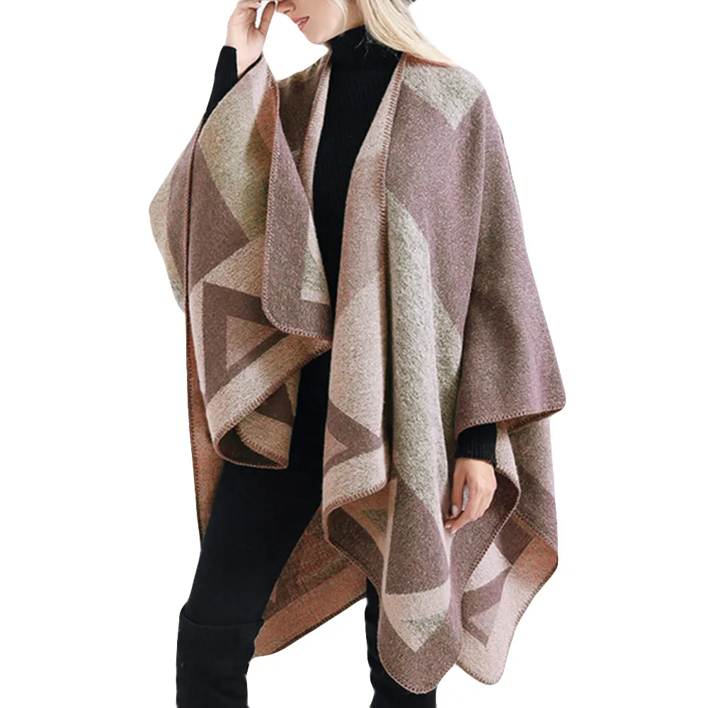 

Winter Cloak Women Soft Cashmere Print Cardigan Capes Shawl Coat Ponchos Mujer Invierno Elegantes Cape Poncho Women