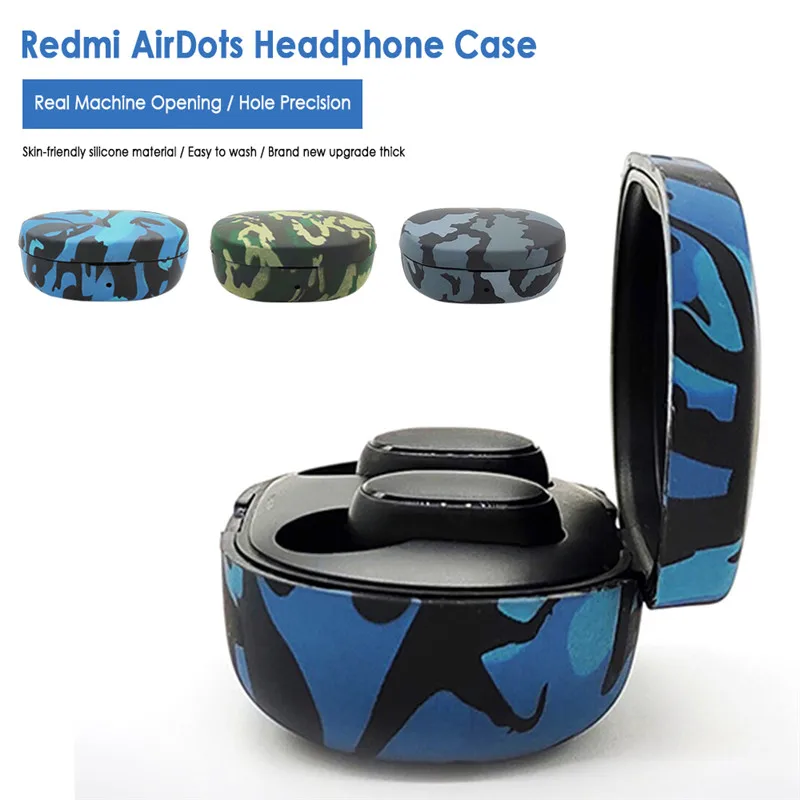Силиконовый защитный чехол для наушников Redmi Airdots TWS Bluetooth наушники противоударные наушники с камуфляжным рисунком Чехол Коробка Прямая поставка