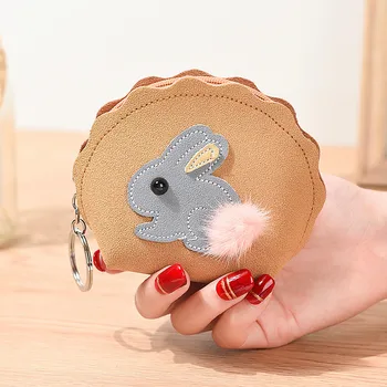 

Summer New Leather Coin Wallet Cartoon Cute Rabbit Mini Purse Fresh Casual Keyring Coin Card Wallet Small Creative Money Bag