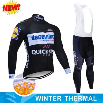 

QUICK STEP Pro Team Cycling Jersey Winter Thermal Fleece Cycling Clothing Bike Bib Pant Set MTB Ropa Ciclismo Maillot Wear