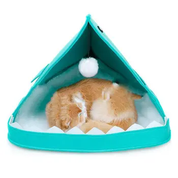 

Pet Semi-enclosed Box Foldable Dog Cat Bed Anti-splashing House with Removable Mattress Puppy Cage Lounger Cat Dog Supplies