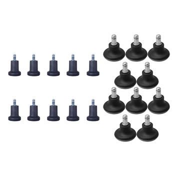 

1 Set Bell Glides Chair or Stool Swivel Caster Wheels & 1 Set Bell Glides Fixed Stationary Caster Foot Mat Black