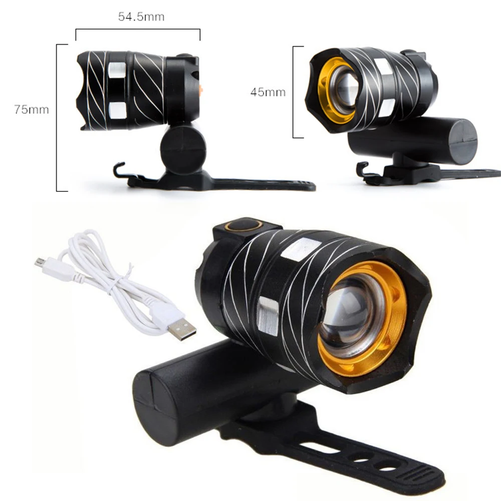 15000LM T6 USB Rear Light Adjustable Bicycle Light 3000mAh Rechargeable Battery Zoom Front Bike Headlight Lamp with Taillight