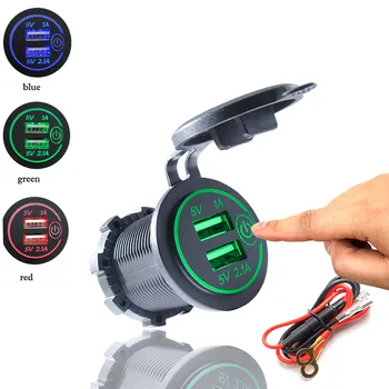 

2020 New Car Charger 12V-24V Waterproof 3.1A &4.2A&4.8A Dual USB Fast Charge Socket Power Outlet With Power Cord For Auto #Ger