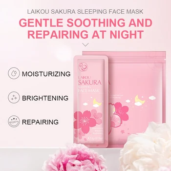 

Moisturizing Soothing Night Cream Korean Facial Mask 3x15g Sakura Sleeping Mask No-Wash Sakura Face Masks Acne Skin Care
