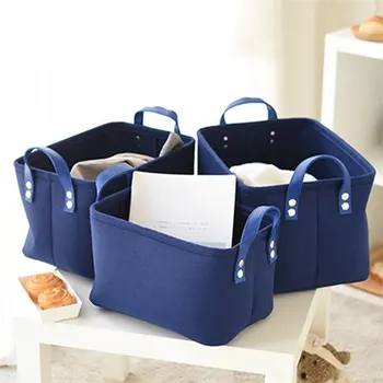 

1PC Creative Wool Felt Storage Basket with handle Laundry Hamper Bag Home Clothes Barrel Bag Kids Toy Storage Laundry Basket