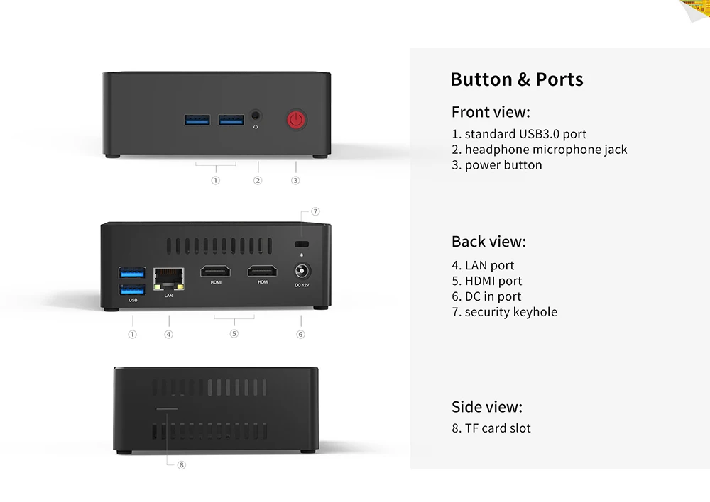 Beelink Gemini X55 мини-ПК GEMINI LAKE Pentium J5005 с возможностью расширения 2,5 дюйма 1 ТБ HDD 2,4 ГГц+ 5 ГГц wifi 1000 Мбит/с USB3.0 HDMI BT4.0 4K