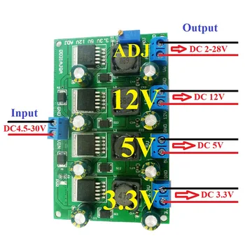 

3A 4 Channels Multiple Switching Power Supply Module 3.3V 5V 12V ADJ Adjustable Output DC DC Step-Down Buck Converter Board