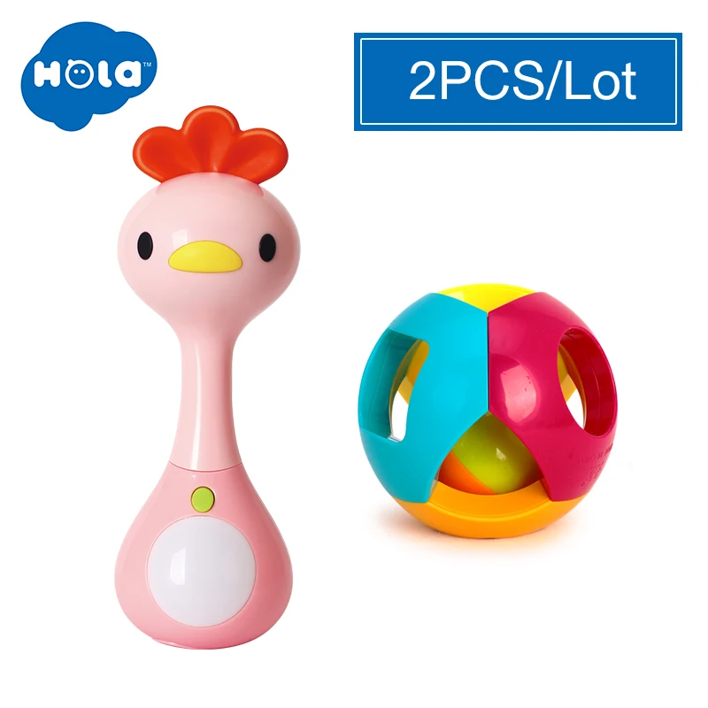 HOLA 3134 мини погремушка с музыкой/светильник в виде животных колокольчики плюшевые игрушки и детские игрушки для прорезывания зубов - Цвет: Арбузно-красный