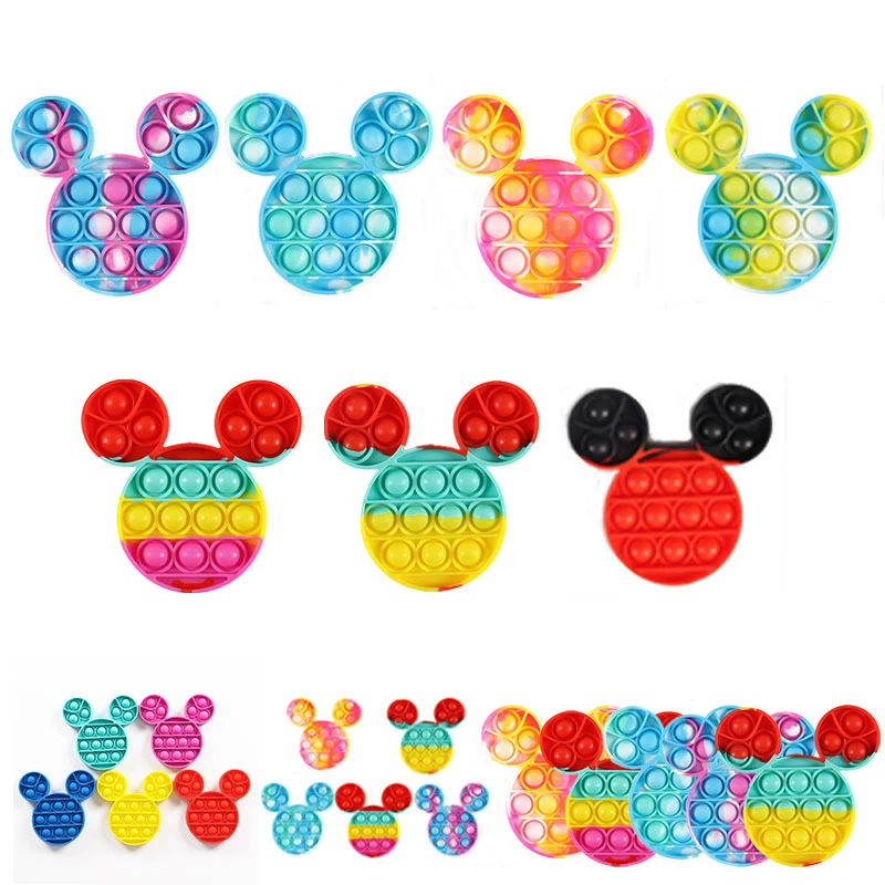 Kawaii Anti stress Relief Mickey Mouse Press Bubble Educational Puzzle Fidgets Toy Kids Toys Soft Squishy Squeeze Push Bubbles squishy mesh ball