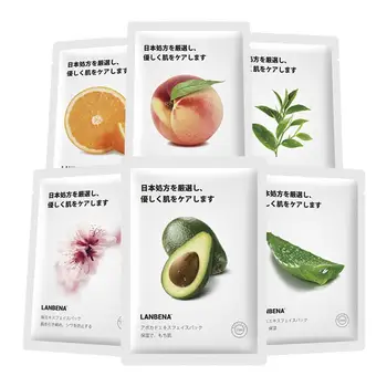 

PF791 Skin Care Six Fruit Facial Mask Shea Butter Mangosteen Blueberry Pomegranate Kiwi Fruit Aloe Sheet Mask Face Mask