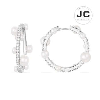 

New Fashion Charms Silver 925 Original Copy Jewelry,Saturne Hoop Earrings With Pearls For Women With Mono Logo Zircon Gift Box