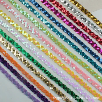 

12Meters Beautiful Shiny Beading Sequins Lace Fabric Trim For Costume Stage Dancing Garments Hat Ribbons Handcraft Dencoration