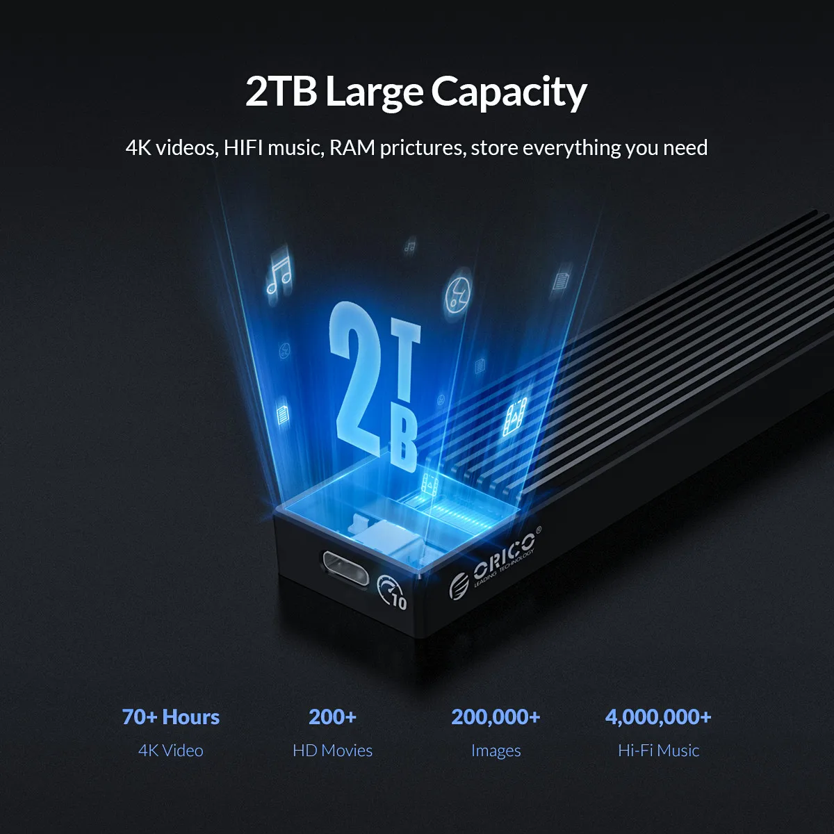 ORICO-NVME Gabinete Caso SSD, M2 SATA, NGFF,