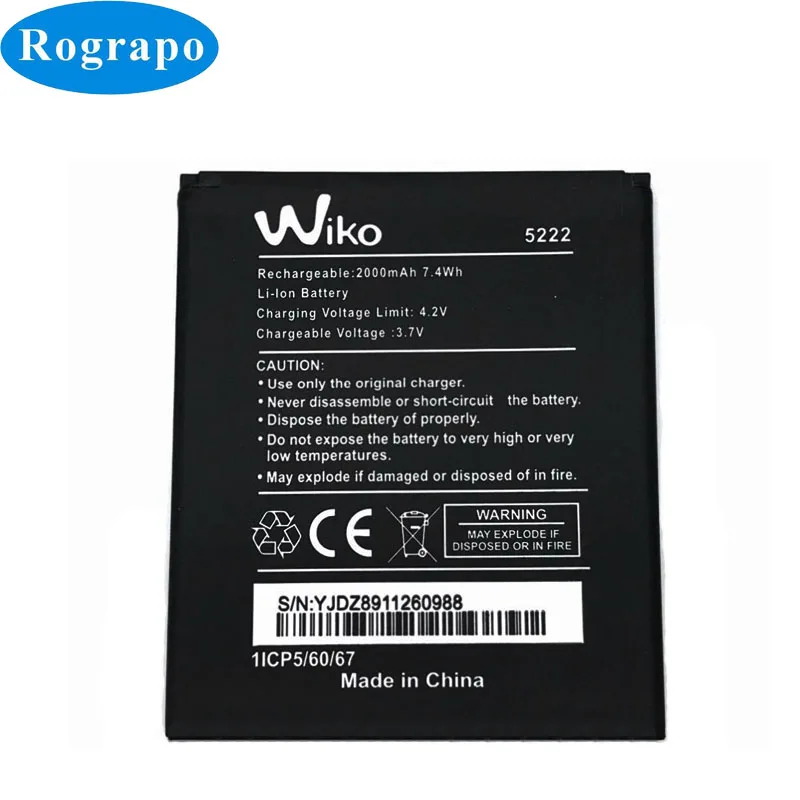 2000mAh wiko 5222 Сменный аккумулятор для Wiko Rainbow Jam / Lite Cell мобильный телефон | Мобильные