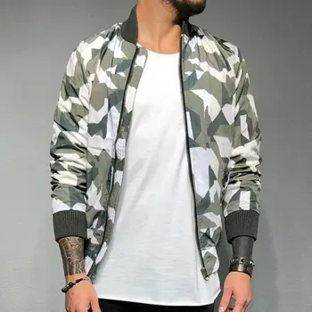 

Men Casual Camouflage Trench Outwear Zip Up Bomber Waterproof Jacket Baseball Tops Coat