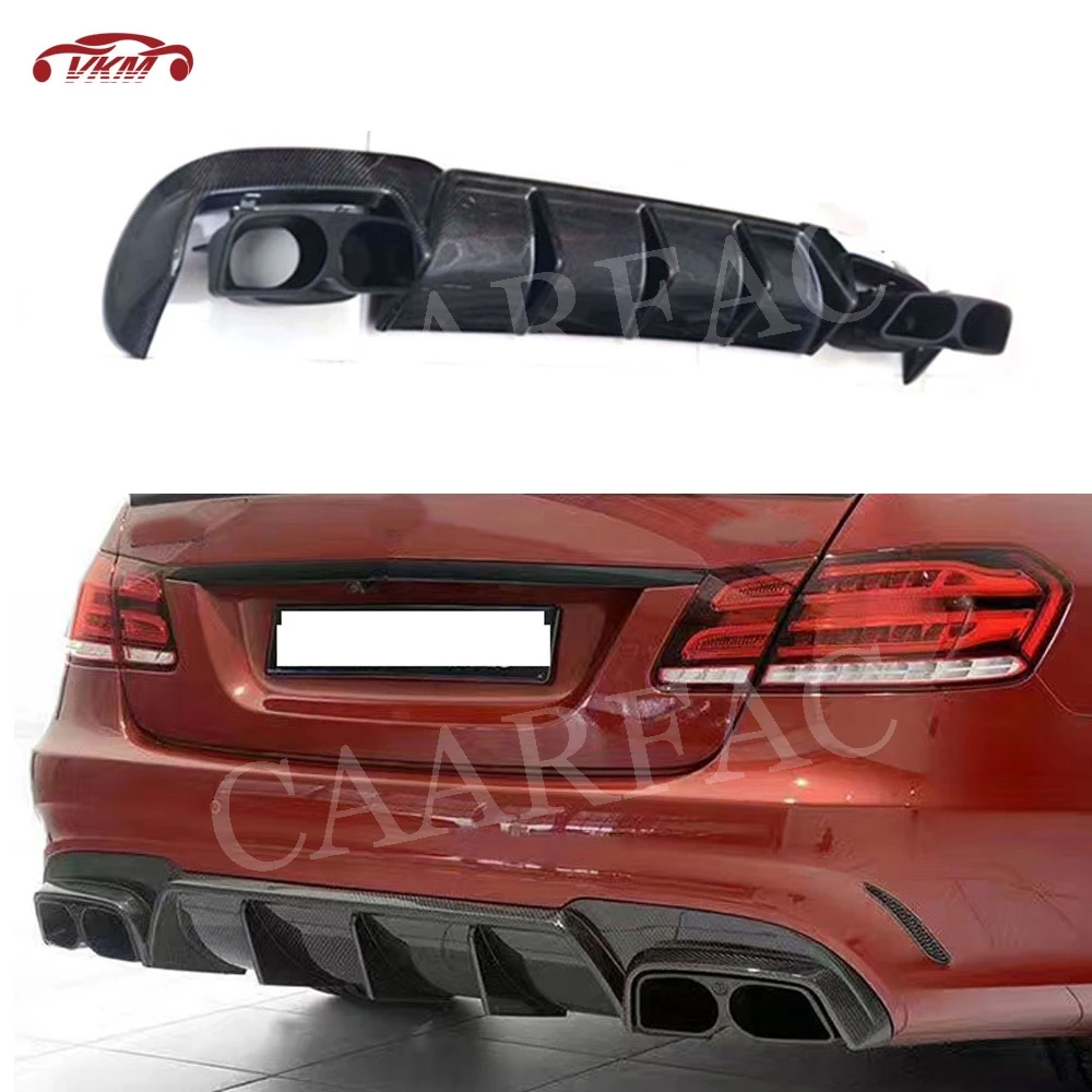 

Carbon fiber Rear Bumper Lip Diffuser With Exhaust tips For Benz W212 E260 E300 E400 E63 AMG 2014 -2016 Car Styling