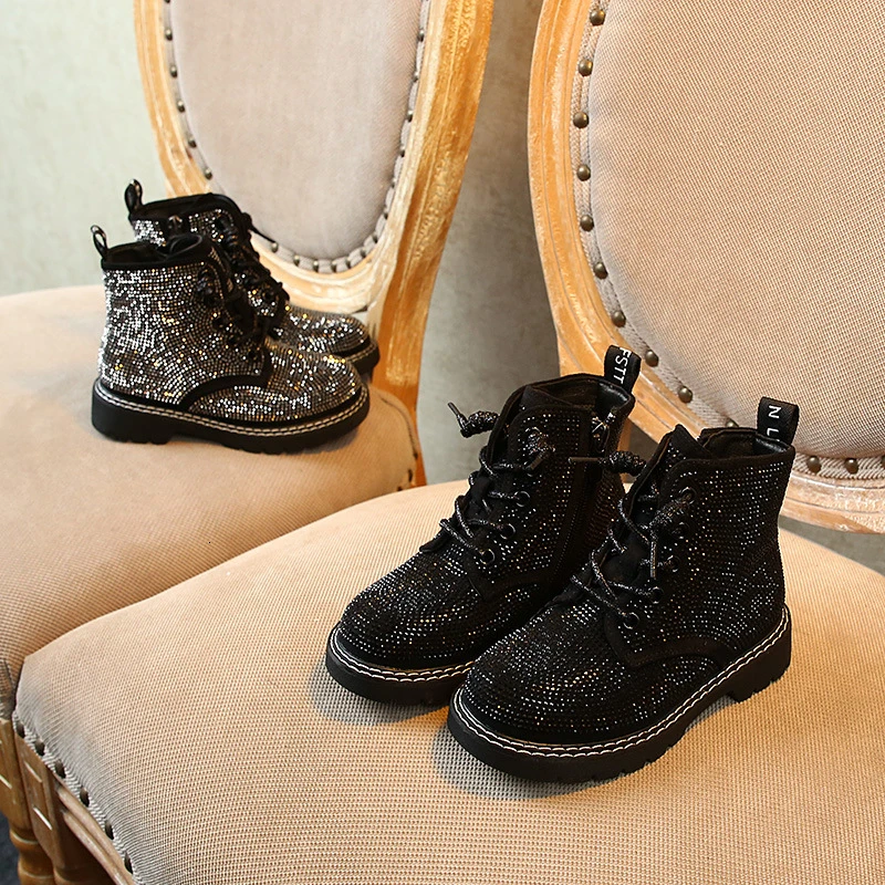 CNFSNJ brand 2019 Kids winter Fashion boots Sneakers Children Baby Girls Casual Sport Shoes princess Rhinestone Martin boots