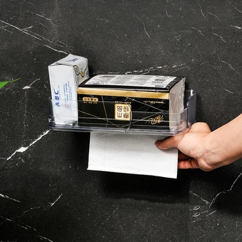 

Bathroom Storage Organizer Shelf Rack Drainable Shelf Tissue Box Holder Home Deco Kitchen Accessories Free Punching Wall Hanging