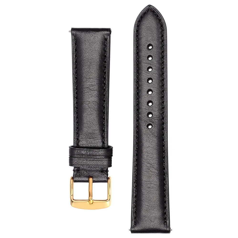 Anbeer винтажный ремешок для часов 18 мм 20 мм 22 мм коричневый черный из натуральной кожи быстросъемный сменный браслет наручных часов браслет Роскошный ремень - Цвет ремешка: Black-Black Line