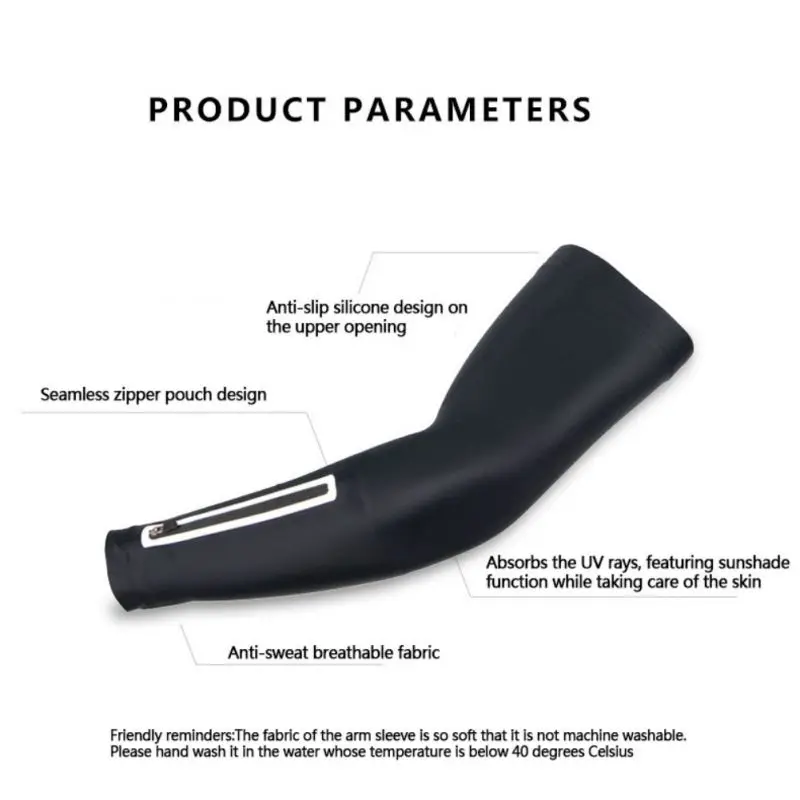 1pc Arm Sleeve Bag Breathable UV Protection Protective Hand Elbow Cover Anti-slip Pouch Outdoor Sportswear Running Accessories