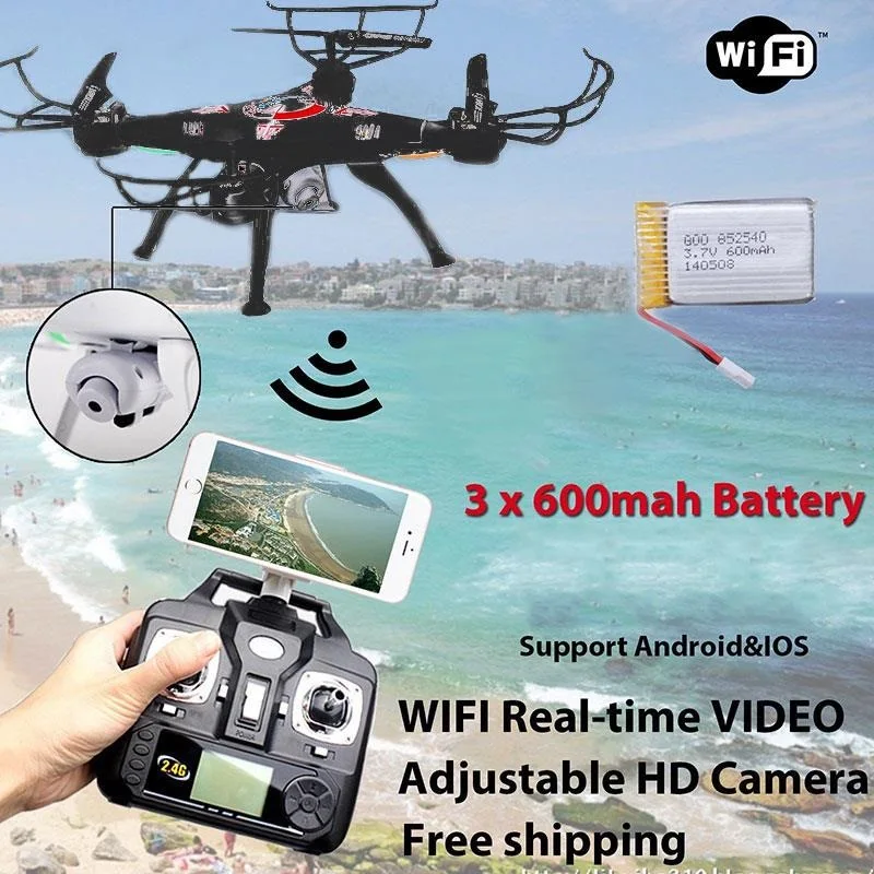 

Cewaal Image Transmission RC Quadcopter X5SW-1 4-axis aircraft fixed height FPV 2 million pixels black foam