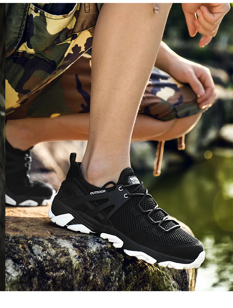 Летняя новая стильная спортивная обувь мужская повседневная обувь с сетчатой поверхностью, большие размеры Уличная обувь с низким верхом, на шнуровке, на подошве MD, 39-46
