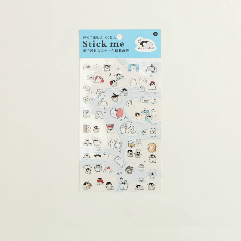 Mr.paper Transparent PVC Sticker Kawaii Cartoon Animal Shiba Inu Panda Rabbit Duck Penguin Scrapbooking Label Stationery Sticker