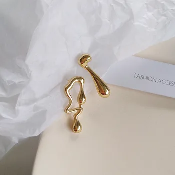 

S925 Silver Needle Glorious Non-symmetrical Western Style Street Snap Creative Artistic Ear Stud Elegant Royal Sister-Style Ear