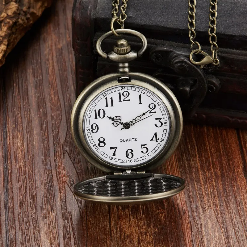 Gorben кварцевые карманные часы с гладким покрытием, винтажные бронзовые часы FOB, подарки для мужчин и женщин, антикварные часы с подвеской и