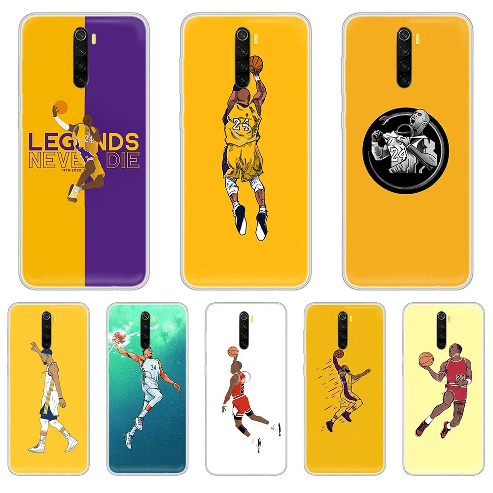 Баскетбольный чехол Jordan Kobe мягкий прозрачный для телефона XIAOMI Redmi Note 3 4 5 6 7 8 9 9s Pro