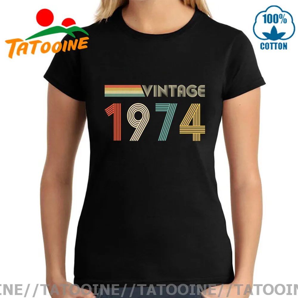 Custom Thanksgiving Day Best Present Tee Shirt 1974 Vintage Classic 46 Years Old Birthday Tshirt Women Mother's Gift T-Shirt | Женская