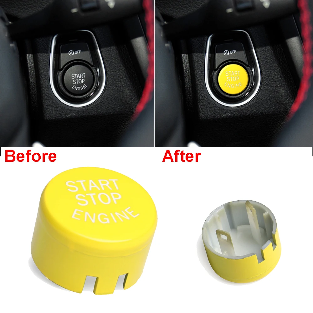 Крышка переключателя кнопки старта и остановки двигателя автомобиля желтая