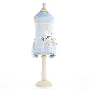 

Spring and Summer Blue Color Jumpsuits for Dogs Stripes Design Dog Rompers Pet Pajamas Clothes for Little Dogs Dog Pijamas