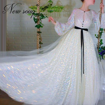 

Long Celebrity Shiny Evening Dresses Islamic Aibye Prom Gowns Middle East 2020 Custom Robe De Soiree Formal Beaded Party Dress