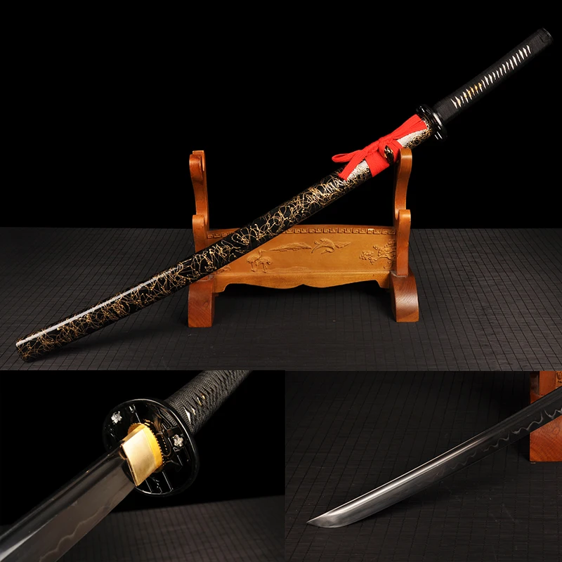 

Swords for Ninja Japanese Katana T10 carbon steel blade samurai sword wooden SAYA full tang sharp edge for cutting practise
